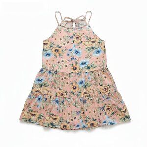 CHENAULT - 🌸 Pink Boho-Chic Tiered Floral Halter Top - XL